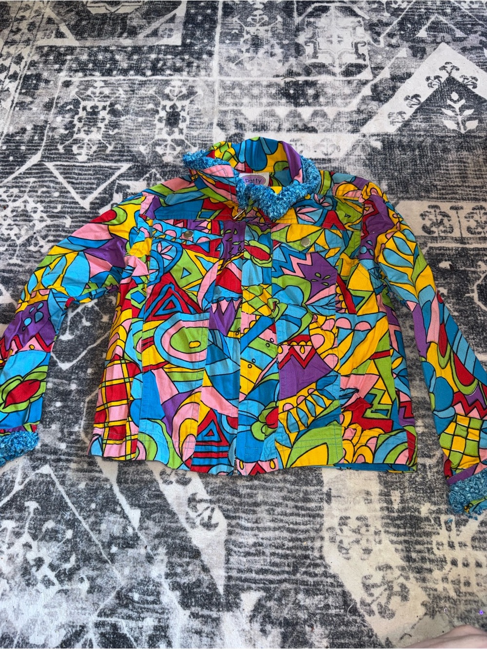 Colorful Abstract Print Kids Jacket - Multicolor